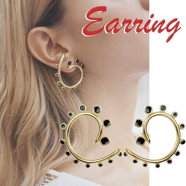 Women Black Stars Geometric Drip Stud Earrings Fashion Jewelry Gift T